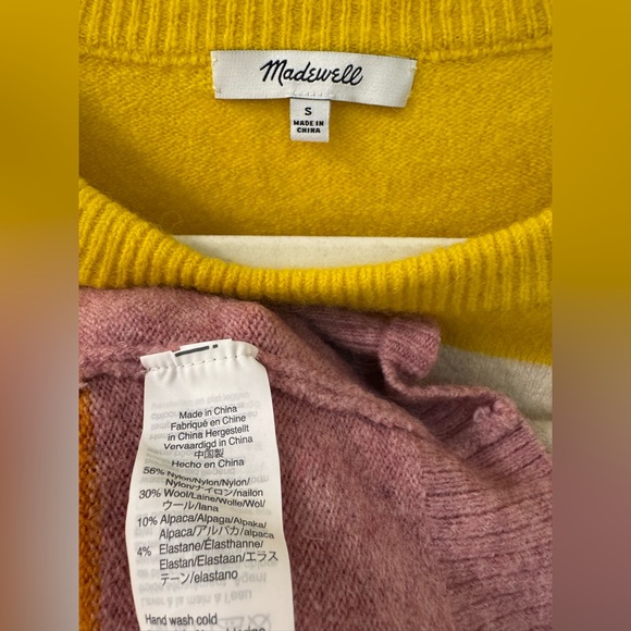 Madewell Sweater Striped Gladwell BalloonSleeve Wool Alpaca Pullover sizeS - Picture 4 of 5